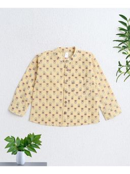 The Magic Wand - Yellow Cotton Woven Full Sleeves AII Over Printed Short Kurta