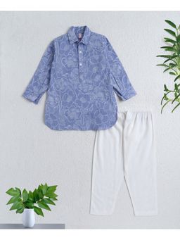 The Magic Wand - Lavender Cotton Woven Floral Printed Kurta and Pyjama Set