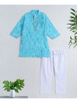 The Magic Wand - Blue Cotton Woven Full Sleeves Printed Kurta with Pyjama Set