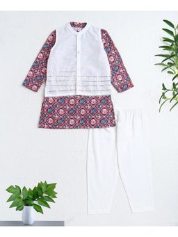 The Magic Wand - Multi-Color Woven Digital Printed Kurta and Pyjama with Jacket