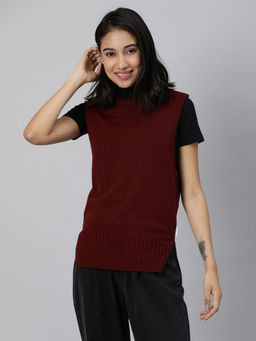 RAREISM - Red Solid-plain Cardigans & Sweaters