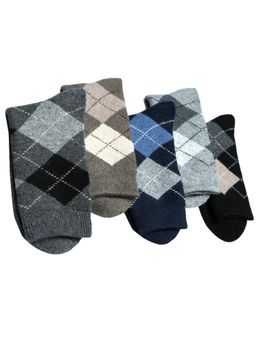 NEXT2SKIN - Men Woollen Crew Length Animal Argyle Pattern Multi-Color Socks (Pack of 5)