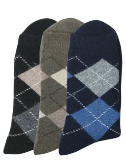 NEXT2SKIN - Men Woollen Crew Length Animal Argyle Pattern Multi-Color Socks (Pack of 3)