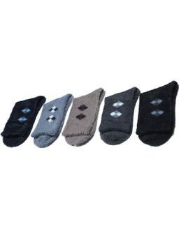NEXT2SKIN - Men Woollen Crew Length Warm & Cozy Multi-Color Socks (Pack of 5)