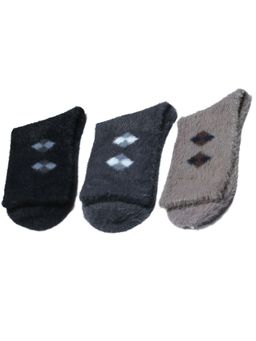 NEXT2SKIN - Men Woollen Crew Length Warm & Cozy Multi-Color Socks (Pack of 3)