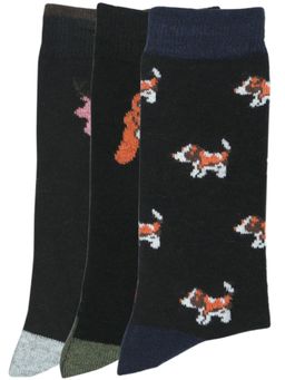 NEXT2SKIN - Men Woollen Crew Length Animal Theme Pattern Multi-Color Socks (Pack of 3)