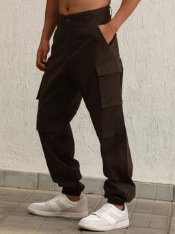 Hubberholme - Men Relaxed Straight Leg Loose Fit Cotton Cargo Joggers Trousers