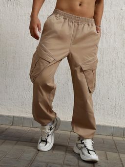 Hubberholme - Men Relaxed Straight Leg Loose Fit Mid Rise Cotton Cargos Trousers