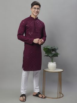 Jompers - Embroidered Chikankari and Sequence Kurta with Pyjama for Men