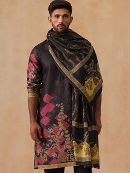 Jompers - Floral Printed Black Cotton Blend Kurtas with Dupatta
