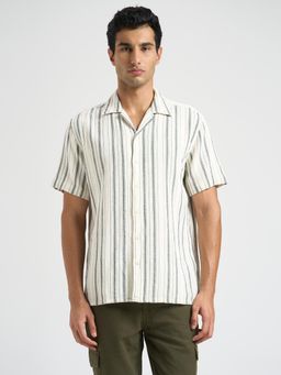 Selected - White Regular Fit Stripes Shirt
