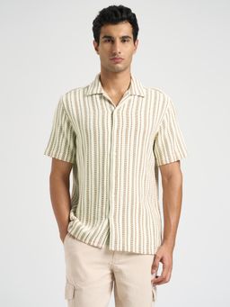 Selected - Beige Regular Fit Stripes Shirt
