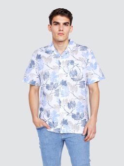 Lee - Men Printed Blue Comfort Fit Shirt