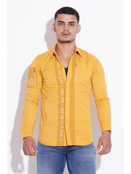 ROOKIES - Mustard Full Sleeve Cotton Spandex Plain Shirt