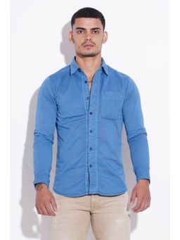 ROOKIES - Royal Blue Full Sleeve Cotton Spandex Plain Shirt