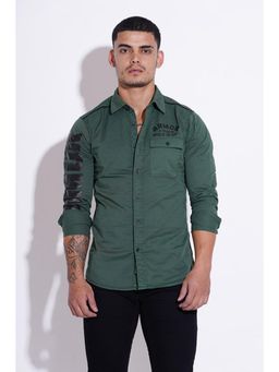 ROOKIES - Military Green Full Sleeve Cotton Spandex Shirt