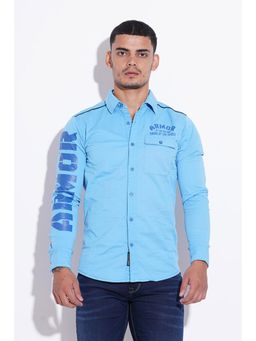 ROOKIES - Sky Blue Full Sleeve Cotton Spandex Shirt