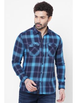 ROOKIES - Sky Blue Full Sleeve Check Slim Fit Shirt