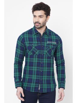 ROOKIES - Green Full Sleeve Check Slim Fit Shirt