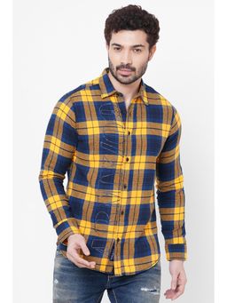 ROOKIES - Yellow Full Sleeve Check Slim Fit Shirt