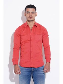 ROOKIES - Pink Full Sleeve Cotton Spandex Plain Shirt