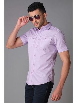 ROOKIES - Light Purple Half Sleeve Cotton Spandex Plain Shirt