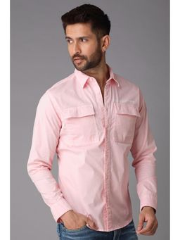 ROOKIES - Rose Pink Full Sleeve Cotton Spandex Plain Shirt