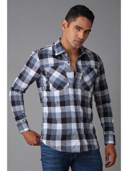 ROOKIES - Indigo Grey Full Sleeve Check Slim Fit Shirt