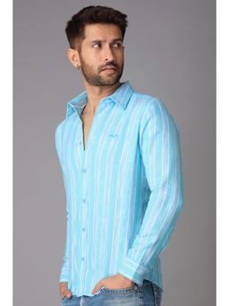 ROOKIES - Sky Blue Full Sleeve Cotton Spandex Striped Shirt