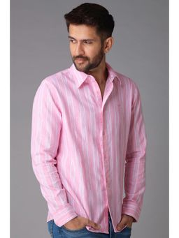 ROOKIES - Pink Full Sleeve Cotton Spandex Striped Slim Fit Shirt