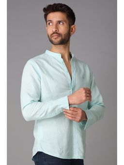 ROOKIES - Light Blue Full Sleeve Cotton Linen Slim Fit Shirt