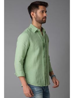 ROOKIES - Light Green Full Sleeve Cotton Linen Slim Fit Shirt