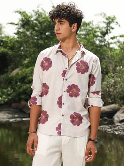 Campus Sutra - Men Off White Blooming Floral Imprint Shirt