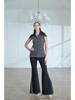 Ombrello - Black And Golden Sleeveless Co-Ord (Set of 2)