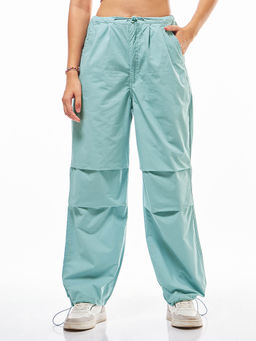 Bewakoof - Women's Light Blue Baggy Oversized Parachute Pants