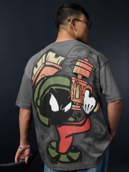 The Souled Store - Grey Official Looney Tunes: Martian Men Oversized T-Shirts