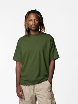 HAZUKU - Men Olive solid oversized Tshirt