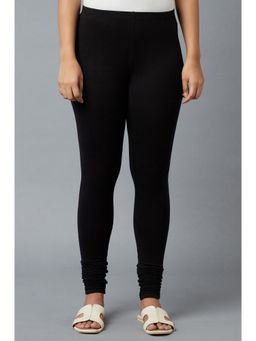 Elleven - Women Black Ankle Length Cotton Lycra Churidar