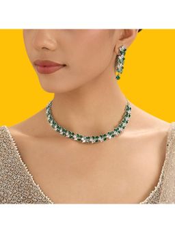 Auraa Trends - Elegant Green American Diamond Necklace Set