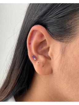 Boldiful - Exclamation Sterling Silver Helix Purple Stud Earrings