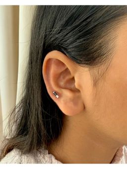 Boldiful - Exclamation Sterling Silver Helix Black Stud Earrings