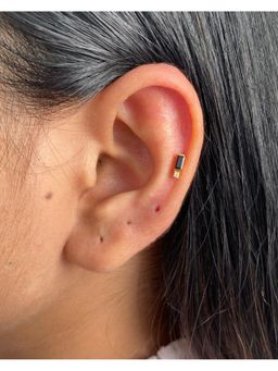 Boldiful - Sterling Silver Exclamation 18K Gold Helix Black Stud Earrings