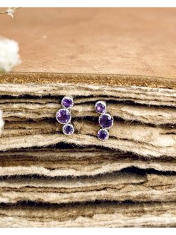 Boldiful - Sterling Silver Bubbles Helix Purple Stud Earrings
