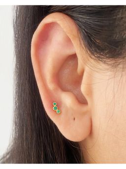 Boldiful - Sterling Silver Bubbles Green 18K Gold Vermeil Helix Stud Earrings