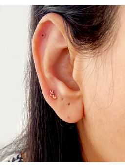 Boldiful - Sterling Silver Bubbles Pink 18K Gold Vermeil Helix Stud Earrings