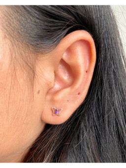 Boldiful - Sterling Silver Butterfly Purple Helix Stud Earrings