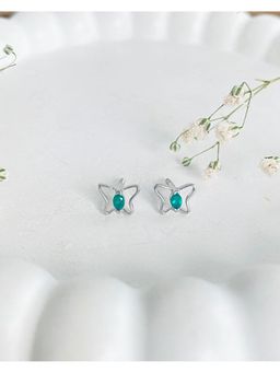 Boldiful - Sterling Silver Butterfly Green Helix Stud Earrings
