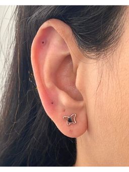 Boldiful - Sterling Silver Butterfly Black Helix Stud Earrings