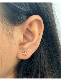 Boldiful - Sterling Silver Butterfly 18K Gold Helix Blue Stud Earrings