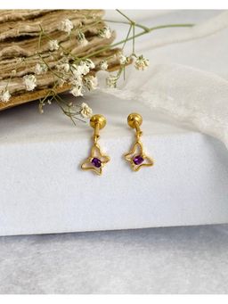 Boldiful - Sterling Silver Butterfly 18K Gold Vermeil Purple Drop Helix Earrings